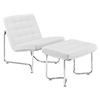 Gibraltar Leatherette Lounge Chair - Button Tufted, White - EEI-262-WHI