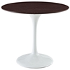Lippa Saarinen Inspired 36" Round Walnut Top Dining Table in White - EEI-524-WHI