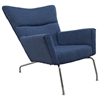 First Class Tweed Lounge Chair & Ottoman - Blue - EEI-630-BUT