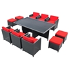 Reversal Outdoor Dining Set - Espresso Frame, Red Cushions - EEI-644-EXP-RED-SET