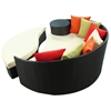 Taiji Outdoor Daybed Set - Espresso Frame, Multicolored Cushions - EEI-645-EXP-MUL