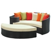 Taiji Outdoor Daybed Set - Espresso Frame, Multicolored Cushions - EEI-645-EXP-MUL