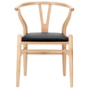 Amish Wishbone ''Y'' Chair - Natural Frame, Black Seat - EEI-650-BLK