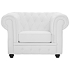 Chesterfield Leather Armchair - Button Tufts, Bun Feet, White - EEI-699-WHI