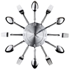 Fork & Spoon Decorative Wall Clock - Silver Tone - EEI-760