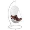 Bestow Hanging Rattan Chair - White Frame, Brown Cushion - EEI-807-SET