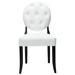 Button Upholstered Dining Chair - Wood Legs, White 