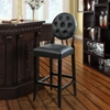 Button 29" Upholstered Bar Stool - Wooden Legs, Black - EEI-816-BLK