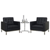 Loft Sitting Room Set - Eileen Gray Table, Leather Chairs, Black - EEI-859-BLK
