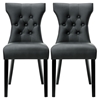 Silhouette Faux Leather Dining Chairs - Button Tufted, Black (Set of 2) - EEI-911-BLK