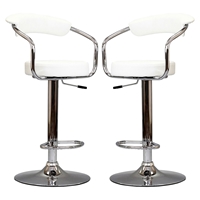Diner Faux Leather Bar Stools - White (Set of 2)