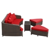Monterey 4 Pieces Outdoor Patio Sofa Set - Brown, Red - EEI-992-BRN-RED-SET