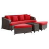 Monterey 4 Pieces Outdoor Patio Sofa Set - Brown, Red - EEI-992-BRN-RED-SET
