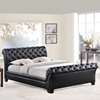 Kate Queen Leatherette Bed - Button Tufted, Black - EEI-5039-BLK-SET