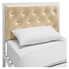 Mia Twin Tufted Faux Leather Bed - White, Champagne - EEI-5179-WHI-CHA-SET