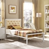 Mia Twin Tufted Faux Leather Bed - White, Champagne - EEI-5179-WHI-CHA-SET