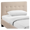 Caitlin Twin Fabric Bed - Button Tufted, Beige - EEI-5191-BEI-SET