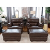 Charleston 4 Pieces Top Grain Leather Chairs and Ottomans - Toast - ELE-CHR-4PC-SC-SC-SO-SO-TOAS-1