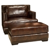 Easton Top Grain Leather Accent Chair and Ottoman - Saddle - ELE-EAS-2PC-SC-SO-SADD-1