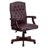 Martha Washington Executive Swivel Office Chair - Bonded Leather, Burgundy - FLSH-801L-LF0019-BY-LEA-GG