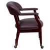 Top Grain Leather Conference Chair - Casters, Burgundy - FLSH-B-Z100-LF19-LEA-GG