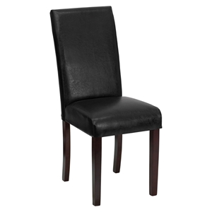 Leather Parsons Chair - Black 