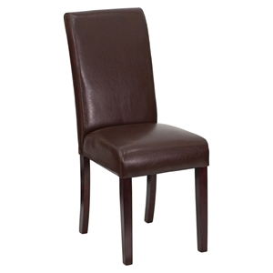 Leather Parsons Chair - Dark Brown 