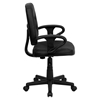 Leather Swivel Task Chair - Mid Back, Adjustable Arms, Black - FLSH-BT-682-BK-GG