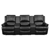 Allure Series 3-Seat Leather Recliner - Black, Cup Holders 