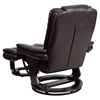 Leather Recliner and Ottoman - Swiveling Mahogany Wood Base, Brown - FLSH-BT-7818-BN-GG