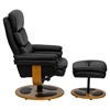 Leather Recliner and Ottoman - Wood Base, Black - FLSH-BT-7828-PILLOW-GG