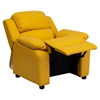 Deluxe Padded Upholstered Kids Recliner - Storage Arms, Yellow - FLSH-BT-7985-KID-YEL-GG
