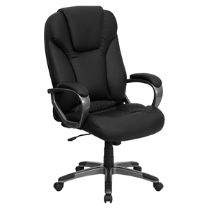 Leather Executive Office Chair - High Back, Swivel, Black 