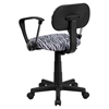 Zebra Swivel Task Chair - with Arms, Black and White - FLSH-BT-Z-BK-A-GG