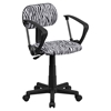 Zebra Swivel Task Chair - with Arms, Black and White - FLSH-BT-Z-BK-A-GG
