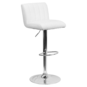 Faux Leather Adjustable Height Barstool - White 