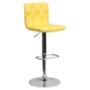 Faux Leather Barstool - Yellow, Button Tufted, Adjustable Height - FLSH-CH-112080-YEL-GG