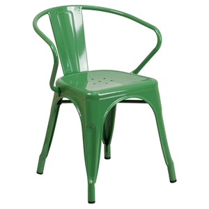 Metal Chair - with Arms, Green 