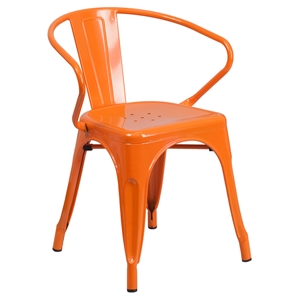 Metal Chair - with Arms, Orange 