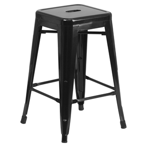 24" Metal Stool - Counter Height, Backless, Black 
