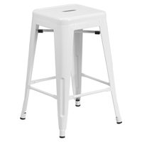 24" Metal Stool - Counter Height, Backless, White