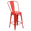 24" Metal Stool - Counter Height, Red - FLSH-CH-31320-24GB-RED-GG