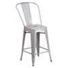 24" Metal Stool - Counter Height, Silver - FLSH-CH-31320-24GB-SIL-GG