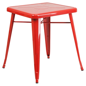 23.75" Square Metal Table - Red 