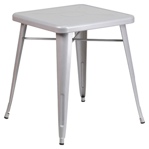 23.75" Square Metal Table - Silver 