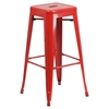 3 Pieces Square Metal Bar Set - Red, Backless Barstools - FLSH-CH-31330B-2-30SQ-RED-GG