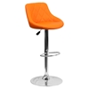 Adjustable Height Barstool - Bucket Seat, Orange, Faux Leather - FLSH-CH-82028A-ORG-GG