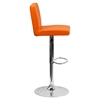 Adjustable Height Barstool - Orange, Faux Leather - FLSH-CH-92066-ORG-GG