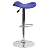 Backless Barstool - Adjustable Height, Faux Leather, Blue - FLSH-CH-TC3-1002-BL-GG