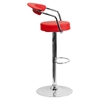 Adjustable Height Barstool - Armrests, Red, Faux Leather - FLSH-CH-TC3-1060-RED-GG